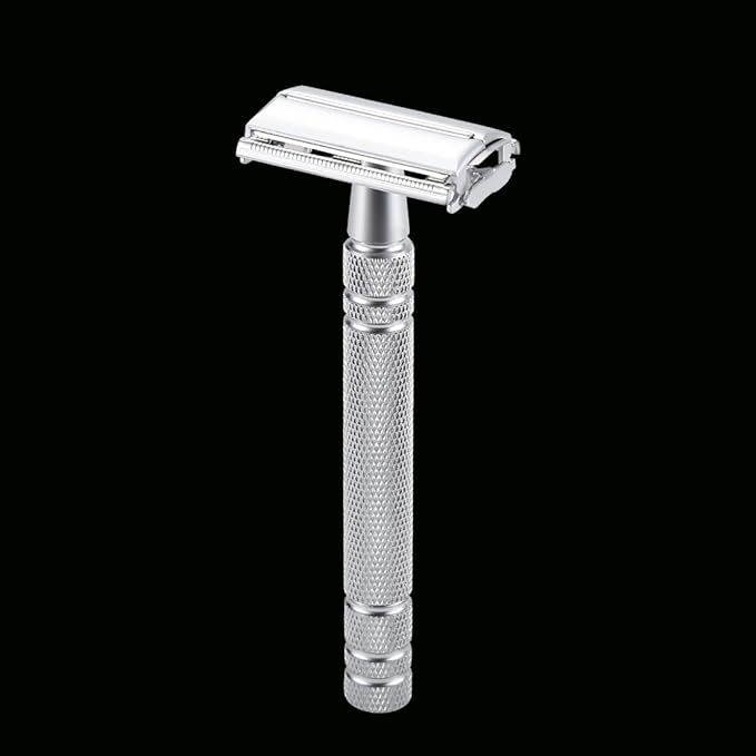 Double Edge Blades Safety Brass Razor Manual Shaver Silver Matching Butterfly Men Shaving