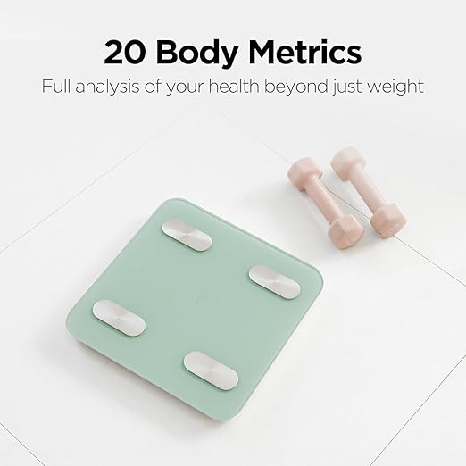 Mooas 11-inch (28cm) Bluetooth Smart Scale (Ivory) Digital Body Composition Analyzer for Weight BMI &amp Muscle Mass High Accuracy Fitness Tracker Syncs 20 Essential Metrics