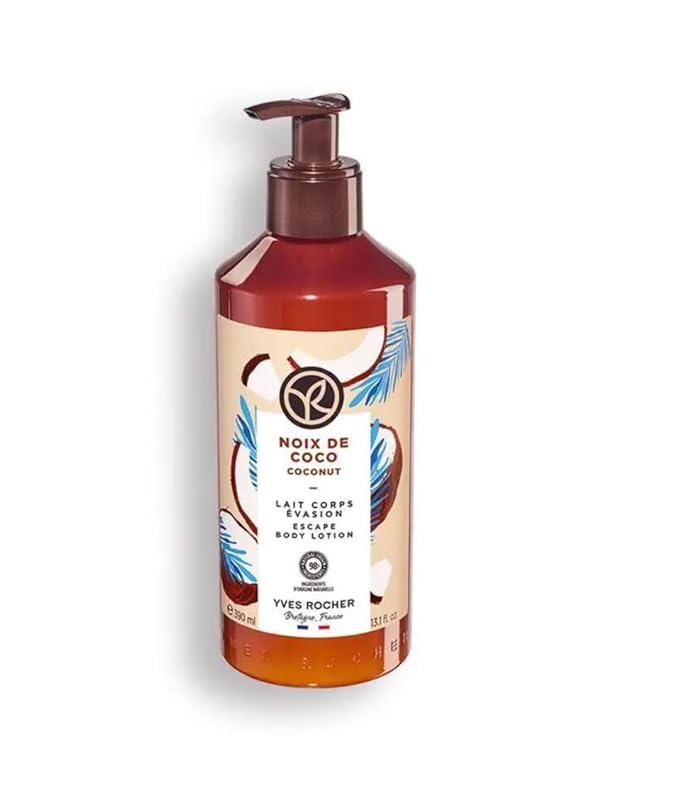 Yves Rocher Coconut Nourishing Shower Gel Body Nourishing Milk Perfumed Body Mist Spray Women Day Care 200 ml./6.7fl.oz. 100 ml./3.3 fl.oz. 390 ml./13.1 fl.oz. Set of 3 Best Gift Kit
