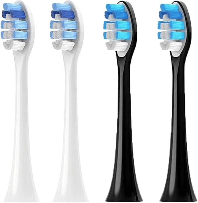 4-16pcs Replacement Toothbrush Heads Compatible with Brush with Cover Soft Bristles(2White 2Black)