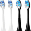 4-16pcs Replacement Toothbrush Heads Compatible with Brush with Cover Soft Bristles(2White 2Black)