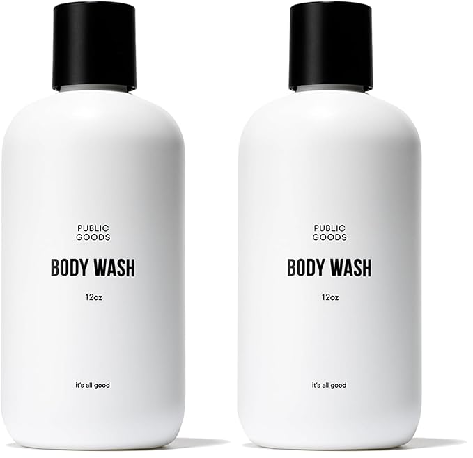 Public Goods Body Wash for Men and Women | Natural Soap for Bath &amp Shower | Body Scrub Made with Organic Essential Oils | Sulfate &amp Paraben Free | Vegan Friendly | 12 Fl Oz Bottle (Pack of 2)