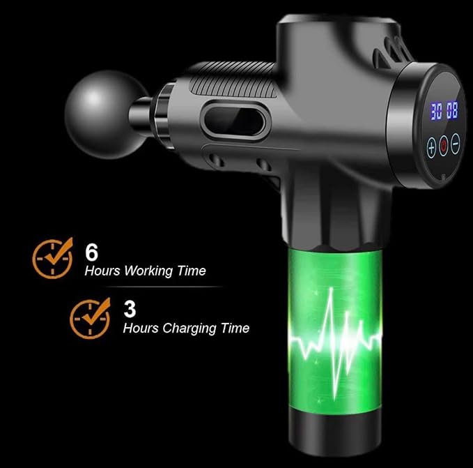 Handleheld Massager Gun 30 Speed Muscle Deep Tissue Fascial Percussion Led Touch Screen Fascia Massage Gun Free Pen (Black)