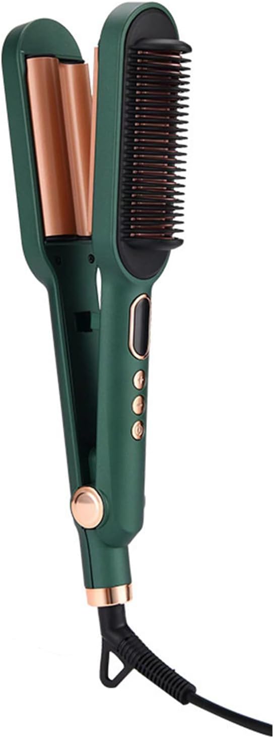 Yinhing 3 Hair Waver and Straightener 2 in 1 Styling Tool with 5 Adjustable Temperature Settings LCD Display Anti Scald Structure 360 Rotating Cord (US Plug)