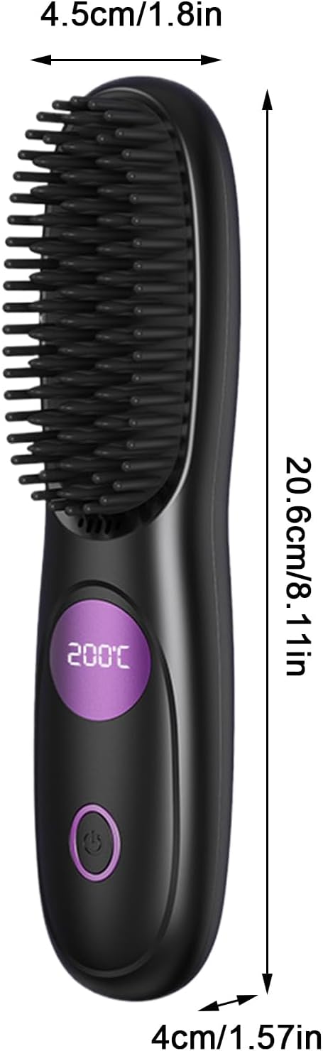 Hair Straightener - Portable Straightening Brush Cordless USB Rechargeable Styling Tool | Ceramic Hairdressing Comb For Travel Blowout Holiday Salon Home Wedding Bridal Spa Party Summer Holiday Daily
