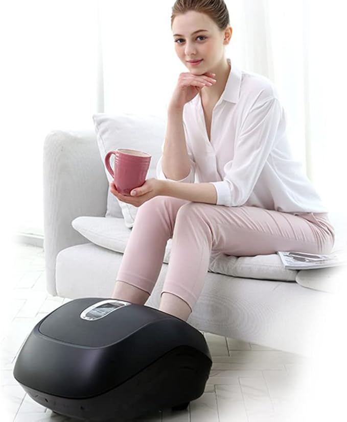 Foot Massager with Heat Shiatsu Deep Kneading Foot Rolling Massager Machine with Multiple Massage Modes &amp Adjustable Air Intensity for Home and Office Use (Black)