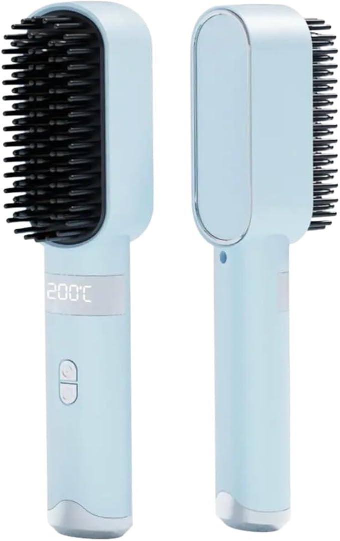 New Wireless Hair Straightener with LCD Display - 140-200°C 3 Temperature Settings Type-C Straightening Comb for Effortless Styling