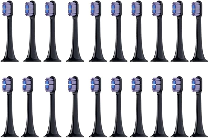 4/8/12/16PCS Compatible for XIAOMI MIJIA T700 Replacement Toothbrush Heads Sonic Electric Vacuum DuPon Soft Bristle Brush(Black purple-20pcs)