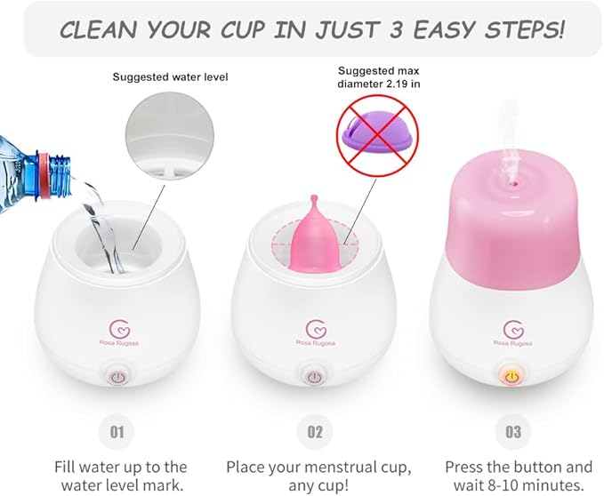 ROSA RUGOSA Menstrual Cups + Steamer Bundle - All You Need to Start Your Menstrual Cup Journey! - Feminine Hygiene - Leak-Free - up to 99.9%