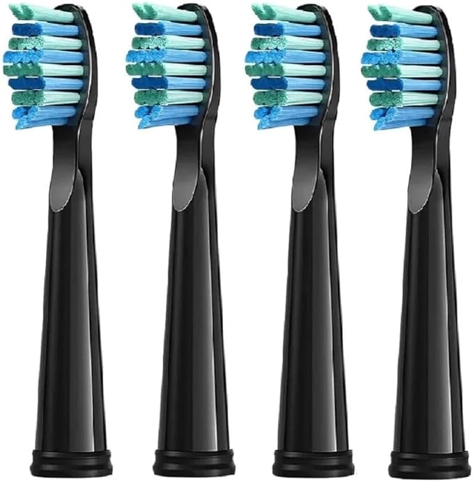4/8/12/16 Pcs Replacement Brush Heads Compatible with Seago Compatible with Fairywill Electric Toothbrush Head Dupont Bristle Brush Refill Tooth Clean(4 Pcs Black)