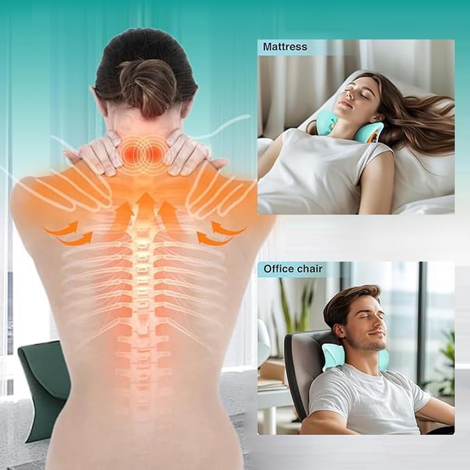 2026 New Neck Massager for Pain Relief and Muscle Relaxation Portable Neck and Shoulder Relaxer Electric Pillows with Heat 26° Angle Cervical Traction Device at Home &amp Office