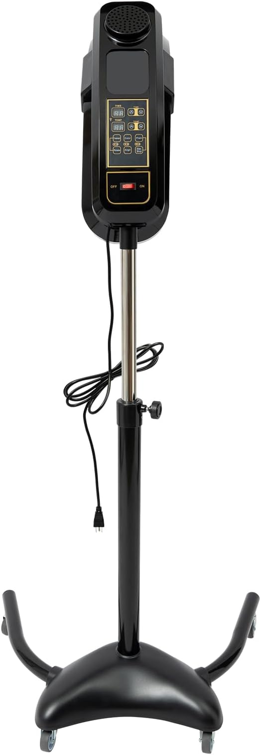 Standing Cold Iron Hair Dryer 950W Vertical Hairdressing Heater Professional Standing Hair Color Processor with 45°/90°/180° Adjustable &amp 360° Rotating Head for Hair Care Coloring (Black)