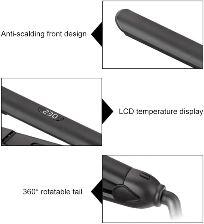 Generic 2-in-1 Hair Straightener and Curler 1 Inch Titanium Plates 3 Temperature Settings up to 450°F Dual Voltage