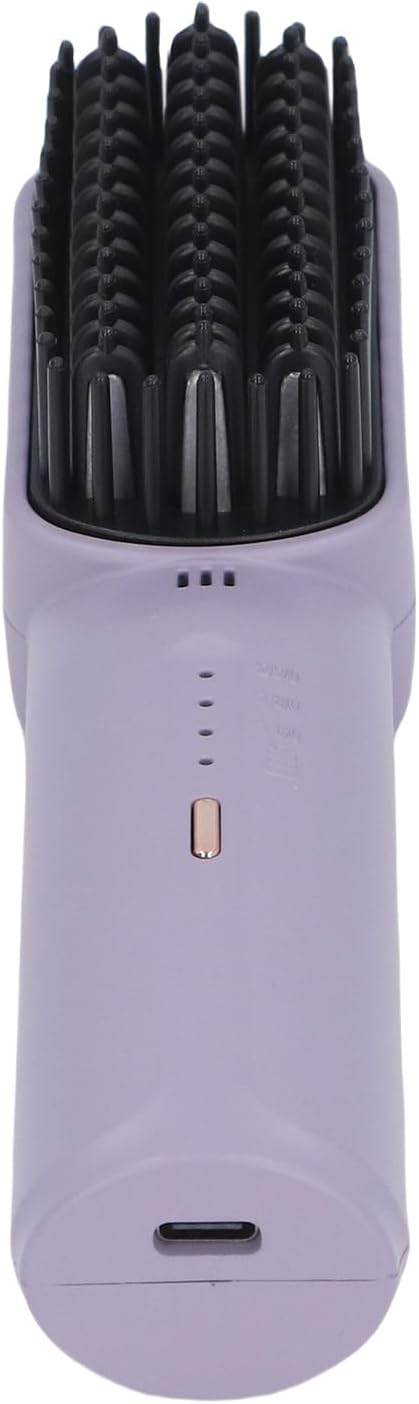 Brrnoo 2500mAh Hair Straightener Brush Fast Heating Portable Hair Straightening Comb with Built in Conditioner and 3 Adjustable Temperature Gears for Women (Purple)
