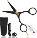 Ontaki Beard &amp Moustache Scissors for Men - 5.5 Japanese Steel Black - Precision Sharp Blades Ergonomic Finger Rest &amp Adjustable Tension Screw for Perfect Trimming - Beard Grooming Scissors