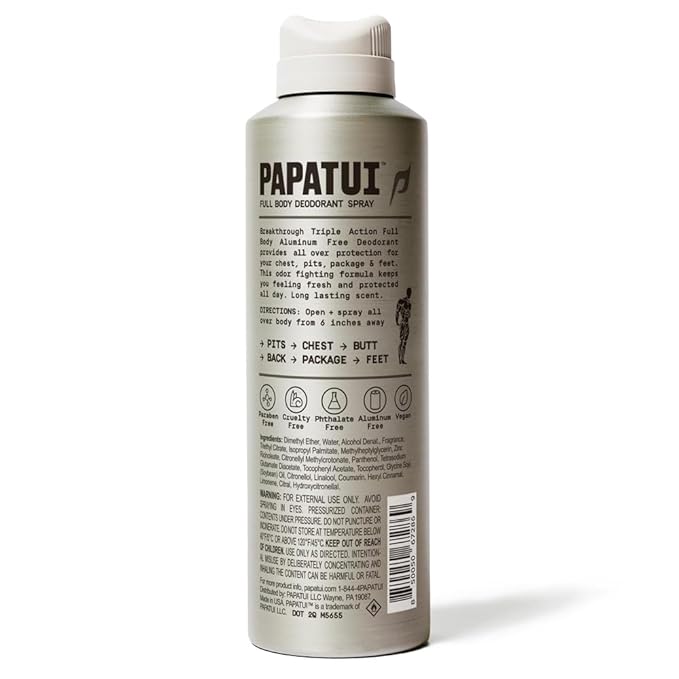 Papatui by Dwayne Johnson Full Body Deodorant Spray for Men | Aluminum-Free Odor Protection Moisture Absorption Long Lasting Scent | Lush Coconut | 4oz (Pack of 3)