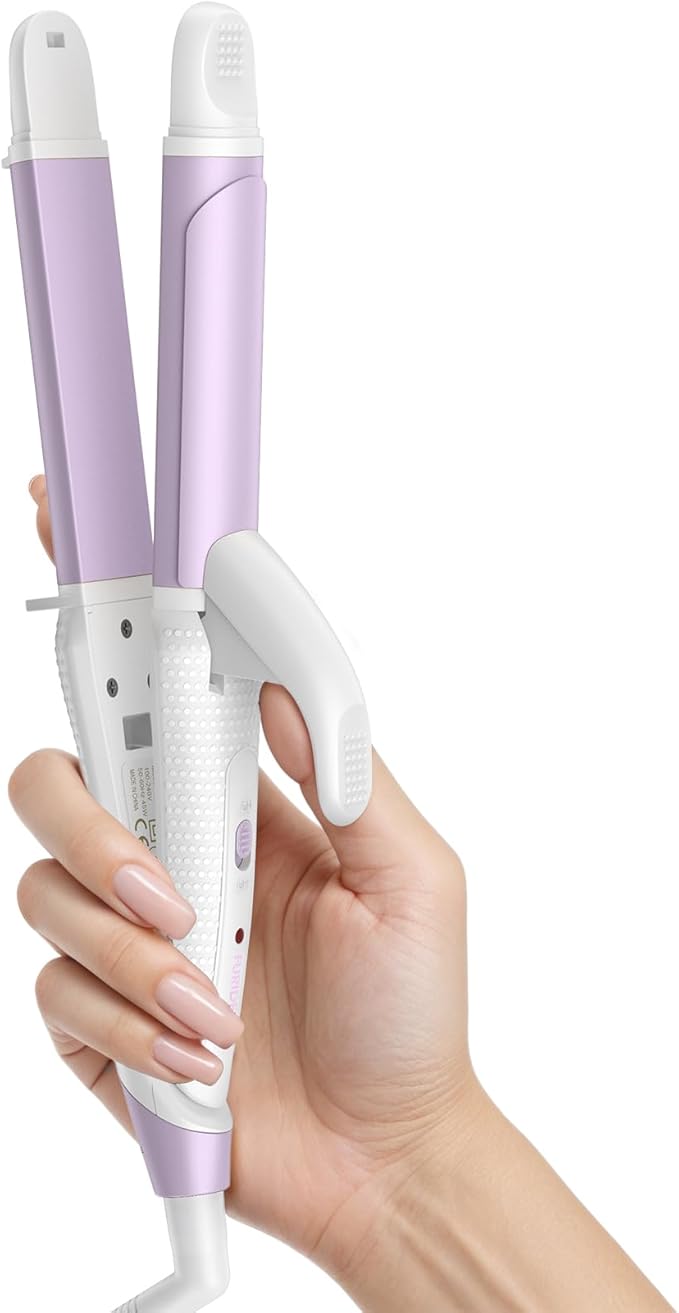 Europe Travel Curling Iron Mini: Dual Voltage Curling Iron for Traveling - Mini Travel Curling Irons 1 Inch with US PlugPurple 390℉ for Fine/Damaged Short Hair