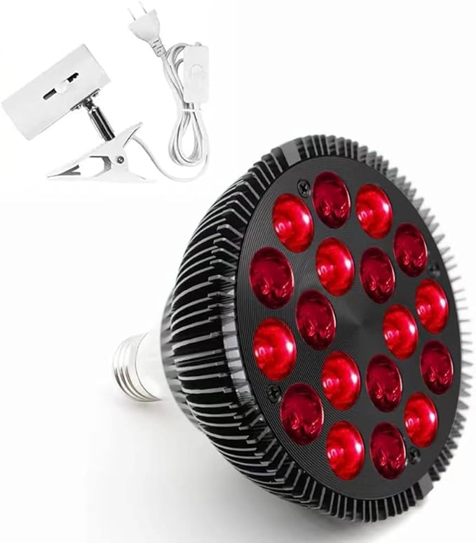 Red Light Therapy Bulb with Lamp Holder 54W 18 LEDs Infrared Light Therapy Device 660nm Red &amp 850nm NIR Combo Red Light Device for Face Skin Health and Pain Relief