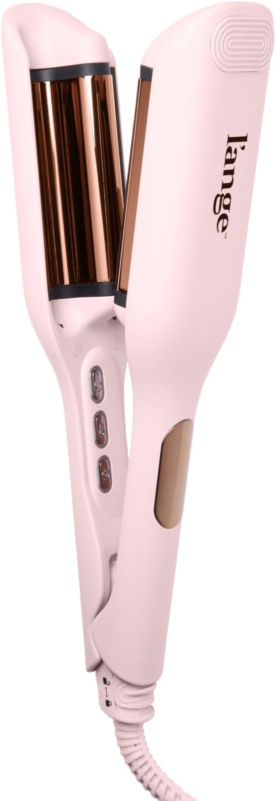 L'ANGE HAIR SculptWaver Titanium Deep Wave | Hair Crimper for Effortless Beach Waves | 3 Barrel Hair Waver with Adjustable Heat | Dual Voltage &amp Smart Timer | Styling Tools &amp Appliances Blush