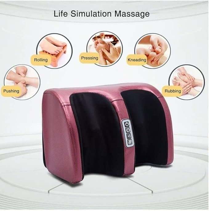 Foot Massager Machine Kneading and Rolling Electric Foot Massager Foot Massager for Plantar Fasciitis Multi-Functional Leg Calf Ankle Massager (Color : Red)