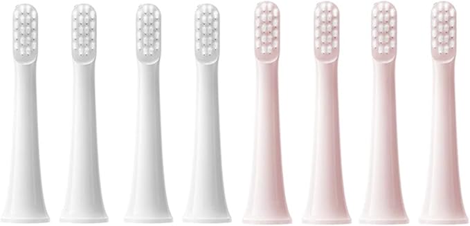 8PCSCompatible for XIAOMI MIJIA T100 Replacement Brush Heads Sonic Electric Toothbrush Vacuum Dupont Soft Bristle Suitable Nozzles(4White4Pink)