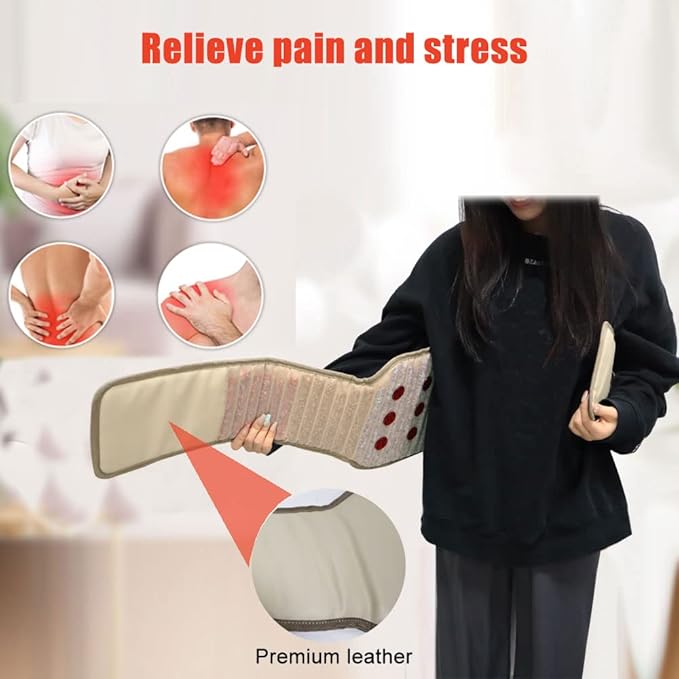 EGEN Far Infrared Heating Pad Back Waist Massage Belt with Natural Crystal Jade Heated Waist Wrap Band for Body Relaxation Heated Massager with 2 Heat Mode