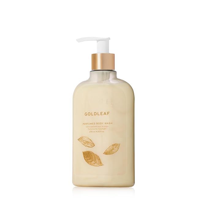 Thymes Moisturizing Body Wash with Pump - Body Soap - Bath Products - Skin Care - Liquid Soap with Notes of Jasmine Rose Hyacinth Creamy lily of the Valley &amp Oak Moss (Goldleaf 9.25 fl oz)