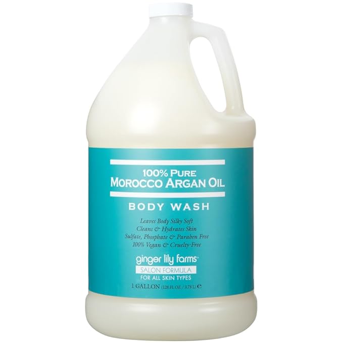 Ginger Lily Farms Salon Formula 100% Pure Morocco Argan Oil Body Wash for All Skin Types 100% Vegan &amp Cruelty-Free 1 Gallon (128 fl oz) Refill