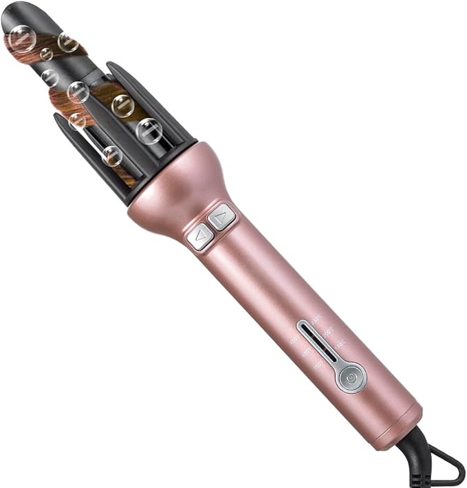 360 Rotating Ceramic Curling Wand with Automatic Spin - 1.1 Professional Spiral Beach Waver Iron for Long Hair (Mothers Day Gifts)