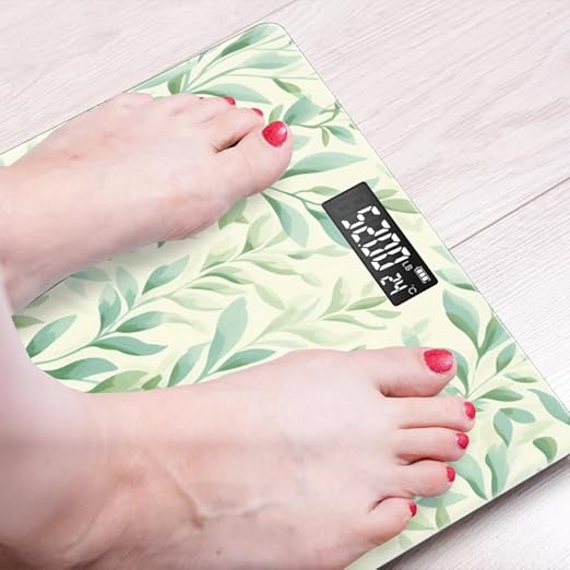 Digital Scale for Body Weight Highly Precision Bathroom Weight Scale 400 lbs with Backlit Display Personalized Scale for Home-Watercolor Light Green Willow Leaves Pattern