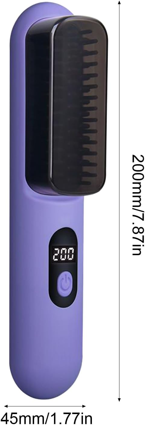 Hair Straightener 3-Position Temperature Adjustment Cordless Hair Straightener Dual MCH Ceramic chip Heating Hair Straightener Brush Brush Suitable for Home and Salon (Purple)