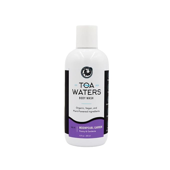TOA Waters Moonpearl Garden Body Wash Peony &amp Gardenia – Floral Vegan Shower Gel Moisturizing Sulfate-Free Cleanser Organic Aloe &amp Passion Fruit