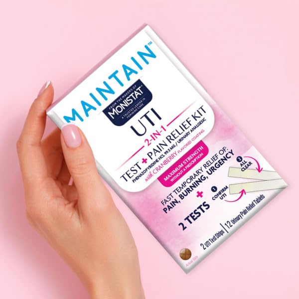 Monistat Maintain Kit 2-in-1 2 Test Strips and 12 Pain Relief Tablets (2pack)