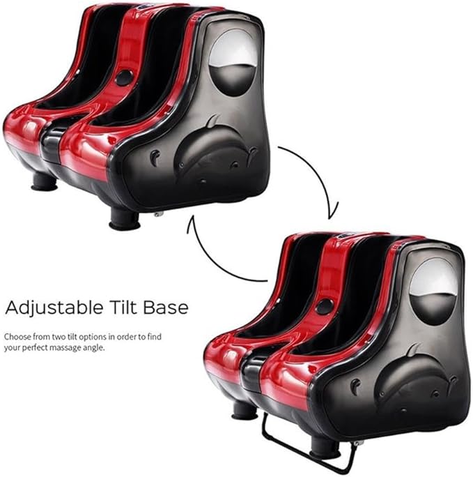 Pemberly Row Shiatsu Foot Calf Leg Massager 19.7 x 17.7 x 17.7 Plastic Construction Red Finish Adjustable Speed Settings Ergonomic Design Heating and Kneading Functions for Relaxation and