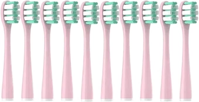 10PCS Vacuum Replacement Brush Heads Compatible for Y1S/Y4/U1/U2/U3/P1/P4 Soft Sonic Electric Toothbrush Clean Nozzles(10RoundCarePink)