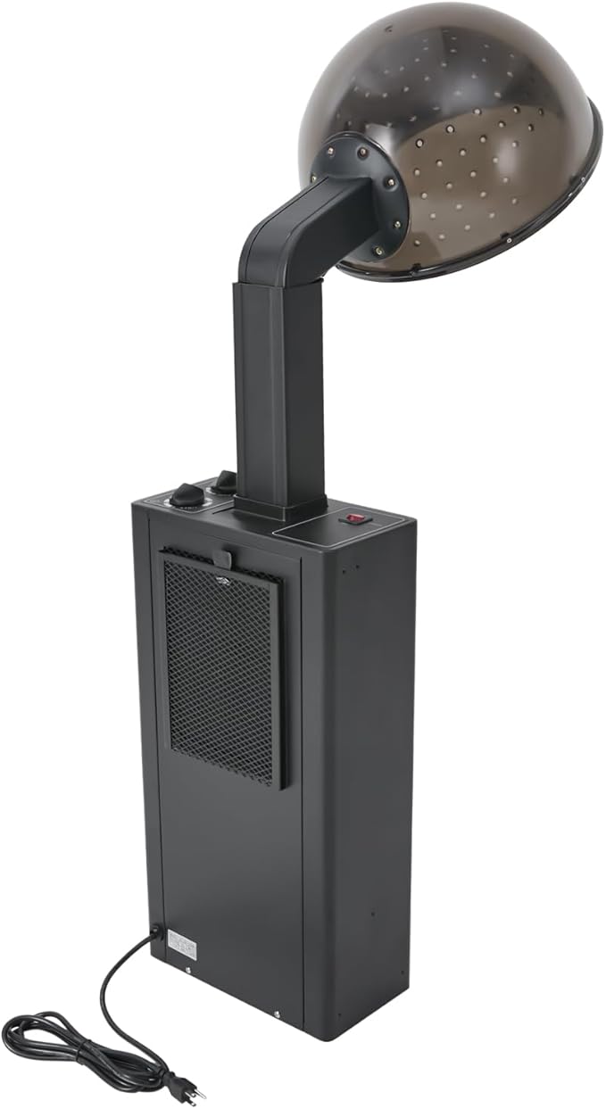 Hooded Conditioning Hair Dryer 1200W Standing Salon Professional Hooded Portable Hair Dryer 60 Minute Timer 3 Adjustable Temperature Angle Adjustable Downdraft Hood US Plug