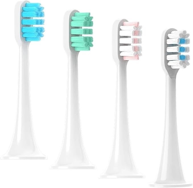 Compatible for Xiaomi Mijia T300/T500/T700 Electric Toothbrush Heads Replaceable Refill Nozzles 4Colors with Anti-Dust Caps(4 Green)
