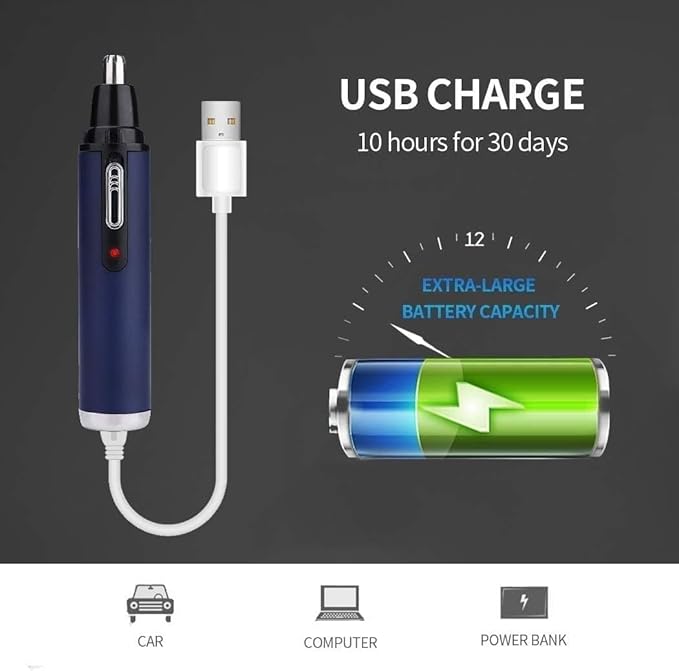 Ear and Nose Hair Trimmer Clipper for Men Women USB Rechargeable Professional Electric Nose Hair Trimmer with Waterproof Head Double-Edge Stainless Steel Blade