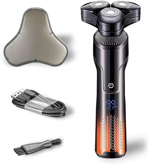 Electric Rotary Shaver for Men 3D Floating Heads Rechargeable Cordless Beard Shaver Waterproof Wet &amp Dry Razor LED Display USB Charging
