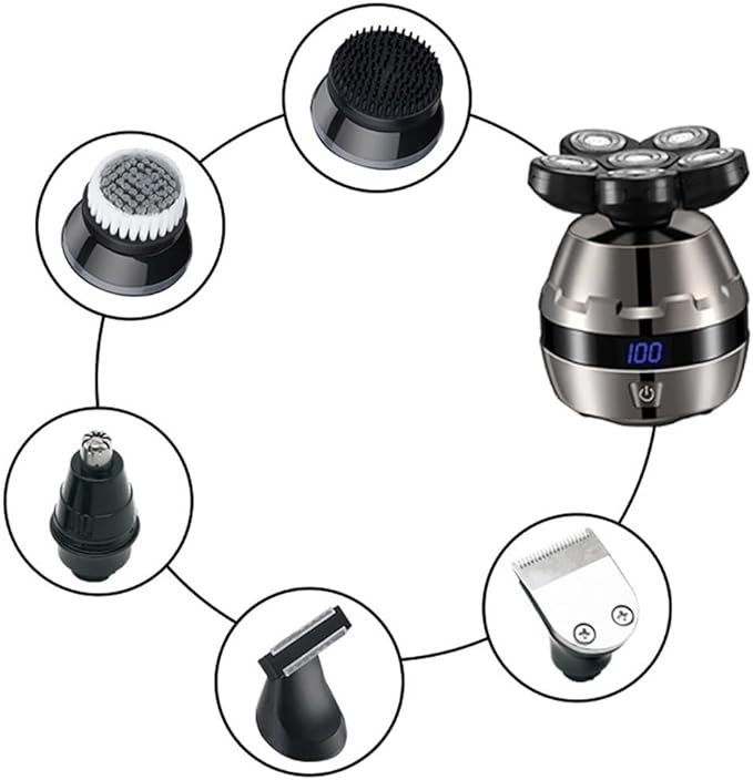 Head Shaver for Men 6 in 1 Electric Shaver 6 Head Razor Electric Bald Machine Beard Razor Full Body Wash Wet &amp Dry