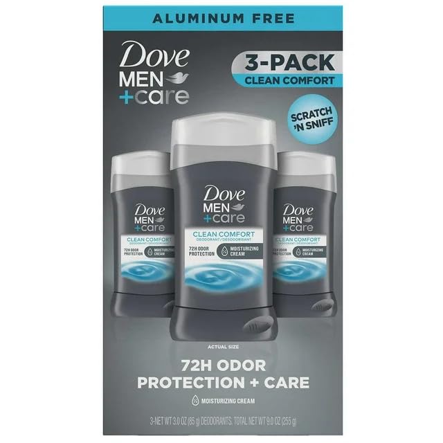 Dove Men+Care 72-Hour Deodorant Stick Aluminum Free- Clean Comfort 3 pk./3 oz
