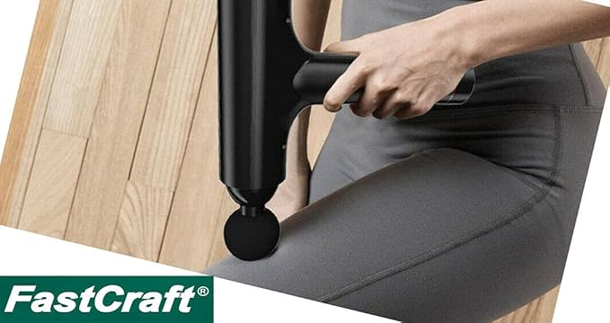 Massage Gun - FastCraft Body Massager Deep Tissue Percussion Lightweight Handheld Up to 12 Hours per Full Charge -Great Holiday Gift - PRO 12V 2400mAh Super Quiet - Guaranteed Power