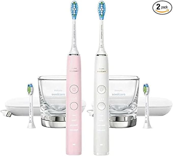 Philips Sonicare DiamondClean Connected Rechargeable Battery Powered Toothbrush 2-Pack Pink/White
