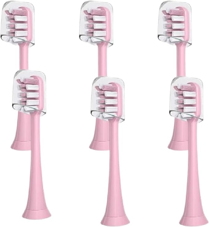 6PCS Compatible for Xiaomi SOOCAS X3 X5 X3U X1 V1 V2 Replacement Head Bristle Sonic Electric Nozzles with Anti-dust Cap(6PCS Pink)