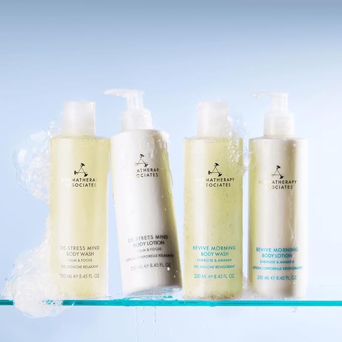 Aromatherapy Associates De-Stress Mind Body Wash Calming &amp Hydrating Cleanser with Squalane AHAs &amp Jojoba Beads Moisturizing Body Wash for Dry Skin with Camomile Petitgrain &amp Frankince