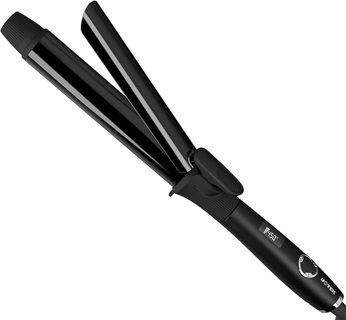 UOTEK Curling Iron with Clipped Ceramic Barrel for Long Hair Large Waves Hair Curler Making Professional Salon Hairstyle in Home &amp Travel Dual Voltage Curling Iron (1.2 Inch (30mm))