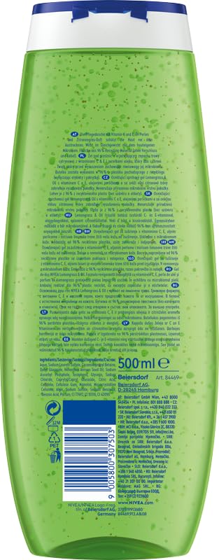NIVEA Lemongrass &amp Oil Shower Gel for Daily Body Cleansing Enriched with Nourishing Oil Pearls Refreshing Lemongrass Aroma and Gentle Foaming Formula 500 ml / 16.9 Fl Oz