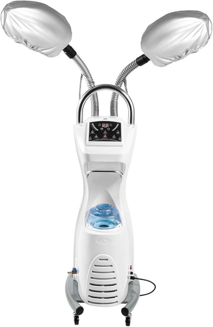 Professional Hair Steamer Hair Dyeing Machine 110V 650W 7 in 1 Rolling Salon Ozone Hair Care SPA Steamer Oil Treatment Hair Color Processor with Rolling Floor Stand Base Salon Spa Equipment