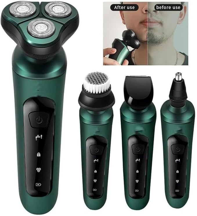 Electric Razor for Men 4 in 1 Smart Electric Shaver LCD Digital Display Three-Head Floating Razor Multi-Function USB Rechargeable Washing Shaver for Men