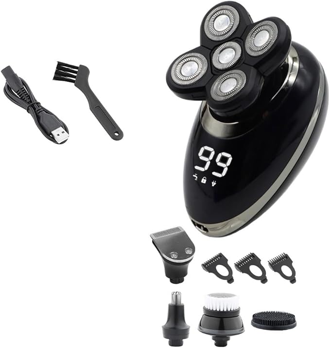 Head Shaver for Men 5 in 1 Men's Electric Shaver Portable Beard Trimmer Hair Clipper USB Rechargeable Waterproof LCD Bald Razor